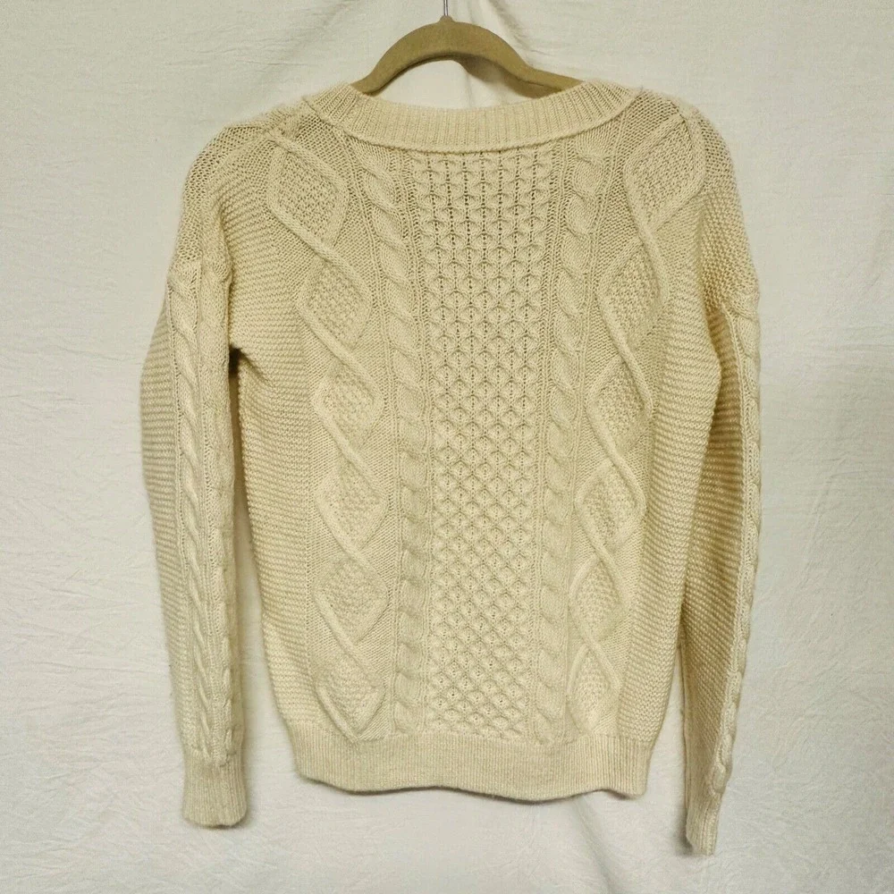 J. Crew Pullover Knit Sweater Wool‎ Mohair White/Beige XS Warm Fisherman Core